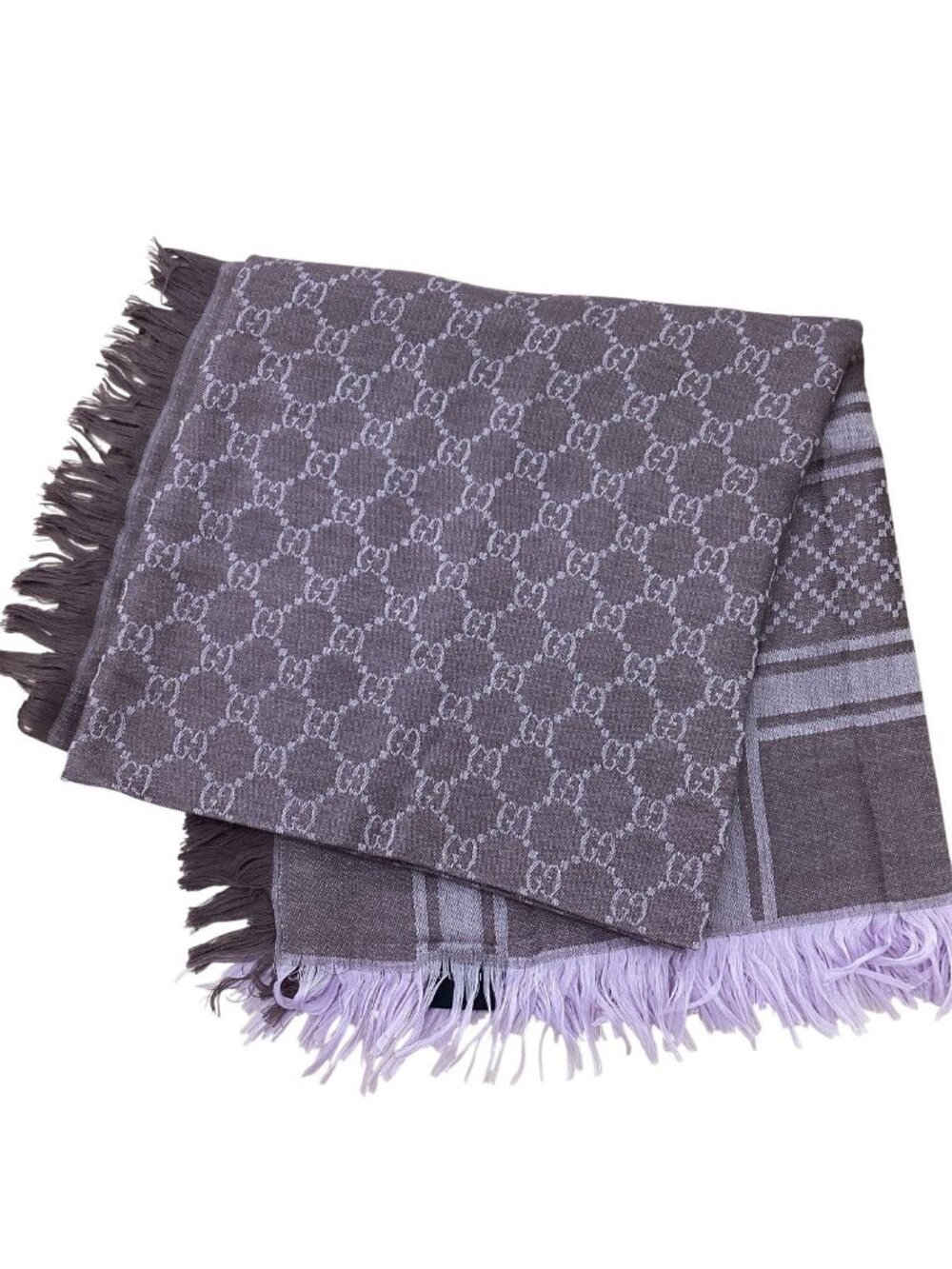 Gucci Shawl GG Pattern Purple Scarf